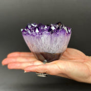 Amethyst Cupcake, Cylinder with Polished Colorful Agate Edges