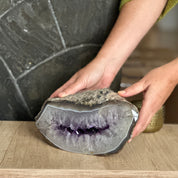 Amethyst Geode Crystal Decor With Agate Edges