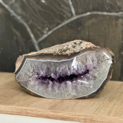 Amethyst Geode Crystal Decor With Agate Edges