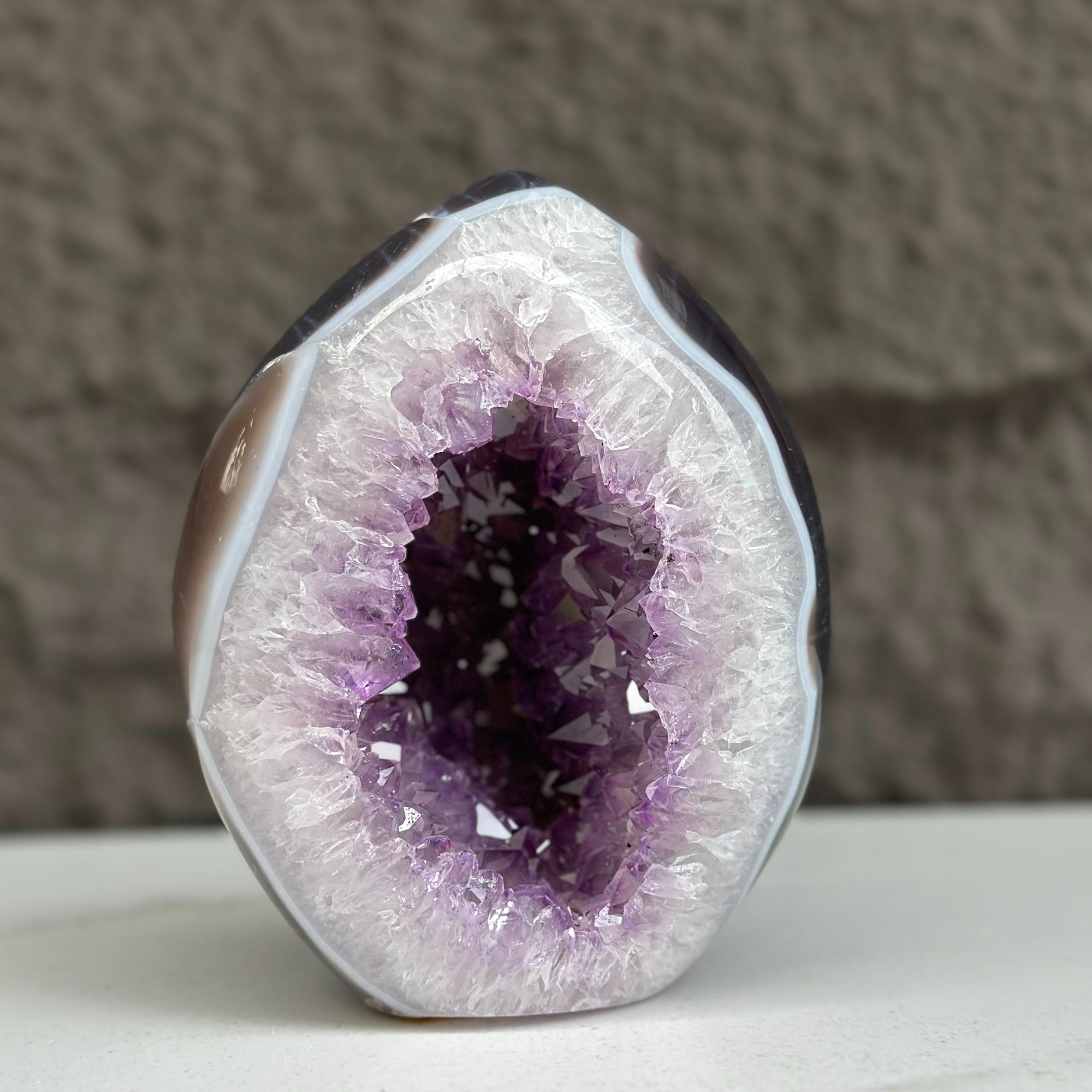 Deep Purple Amethyst Geode Cave, Perfect for Home Decor