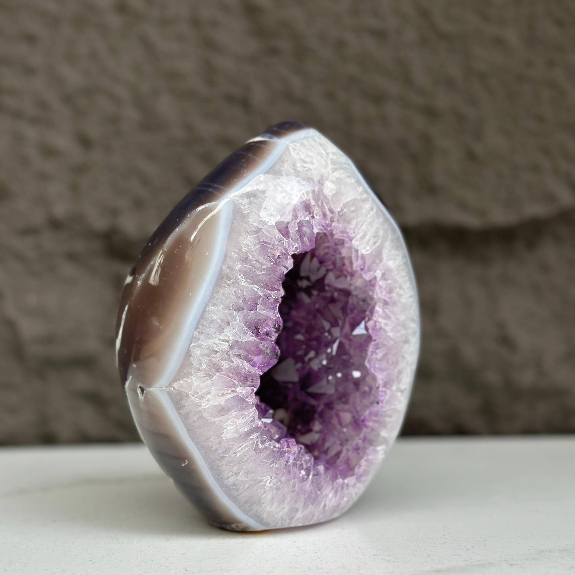 Deep Purple Amethyst Geode Cave, Perfect for Home Decor