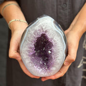 Deep Purple Amethyst Geode Cave, Perfect for Home Decor