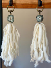 Stalactite and Merino Wool Garland, Door knob tassel, Wall Hanging, multiple uses crystal gift