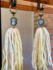 Stalactite and Merino Wool Garland, Door knob tassel, Wall Hanging, multiple uses crystal gift