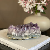 Vibrant purple amethyst and agate cluster, 3x4.5 inch, for home decor.