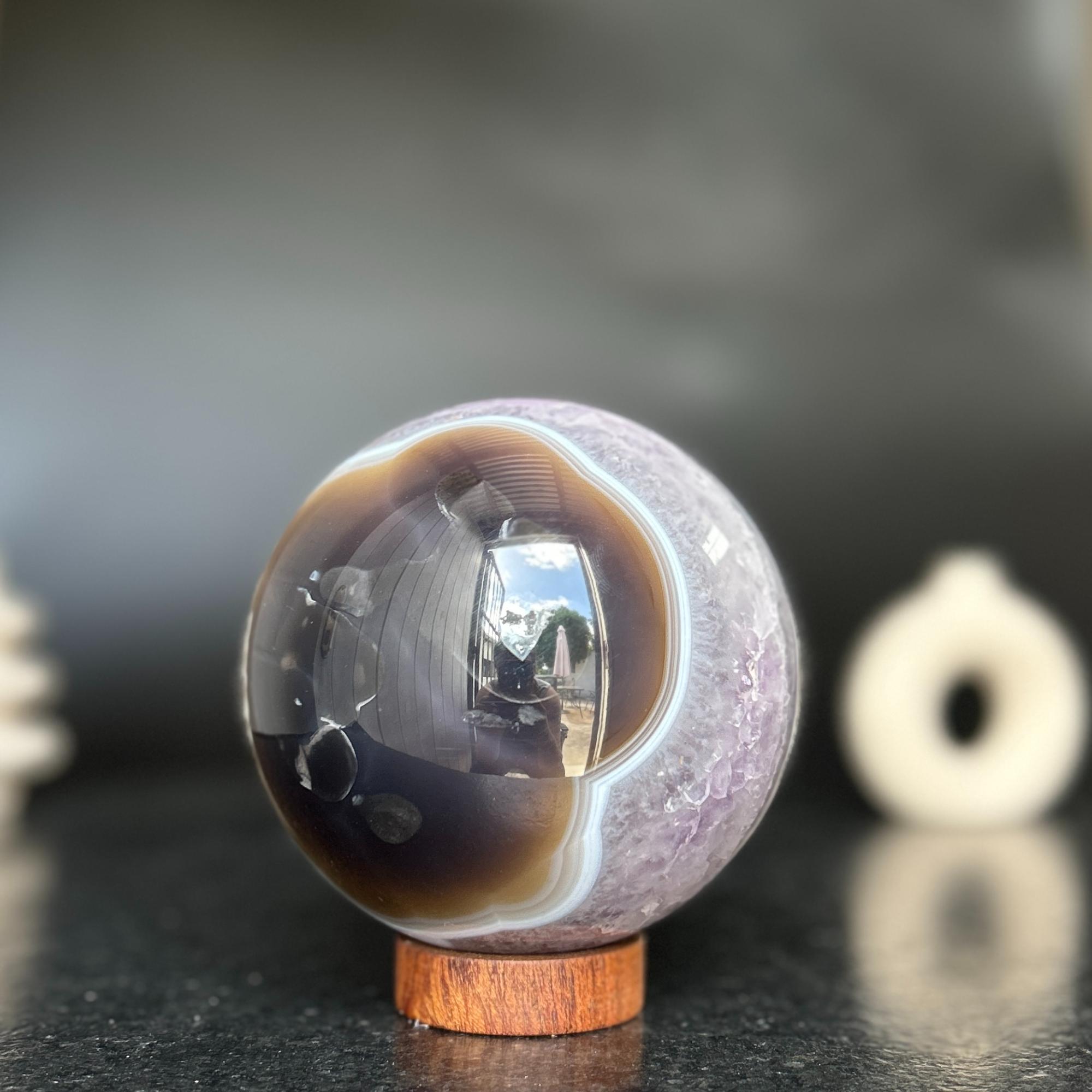 Amethyst gem sphere, Geode decor