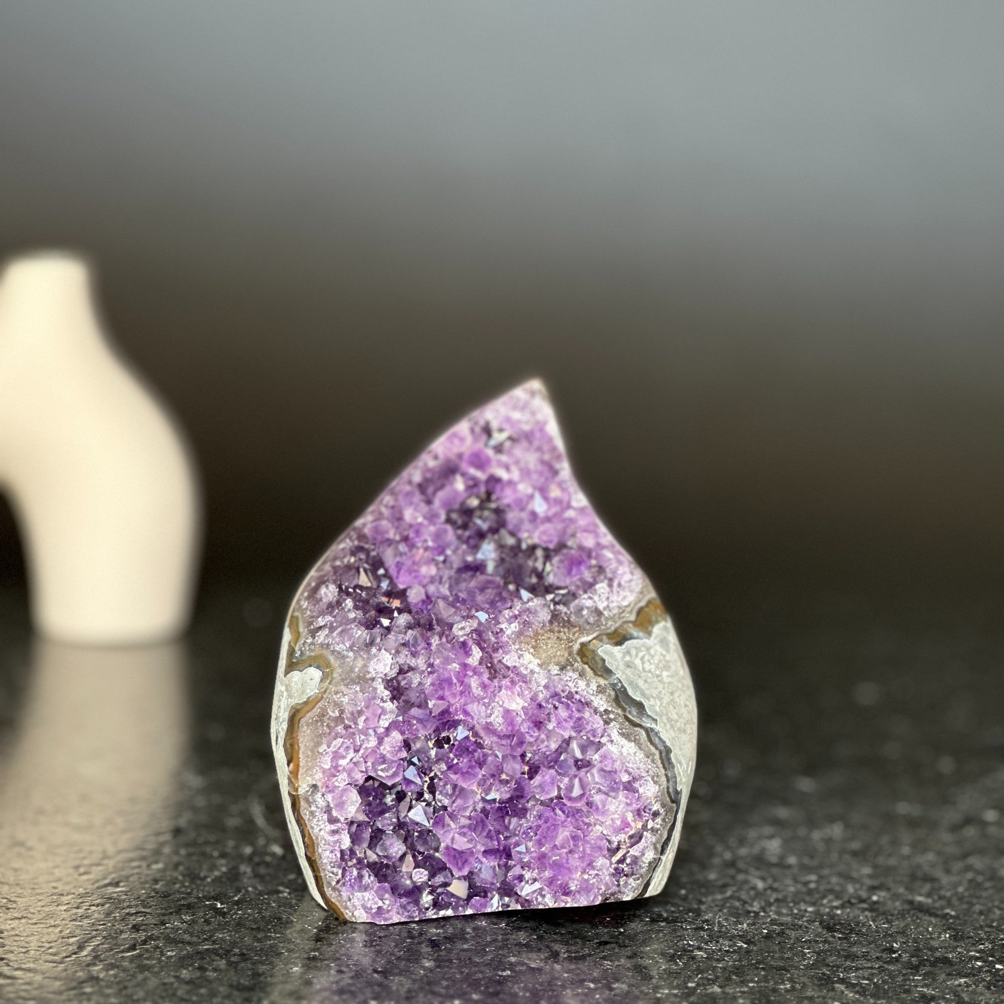 Decorating with crystals, amethyst flame