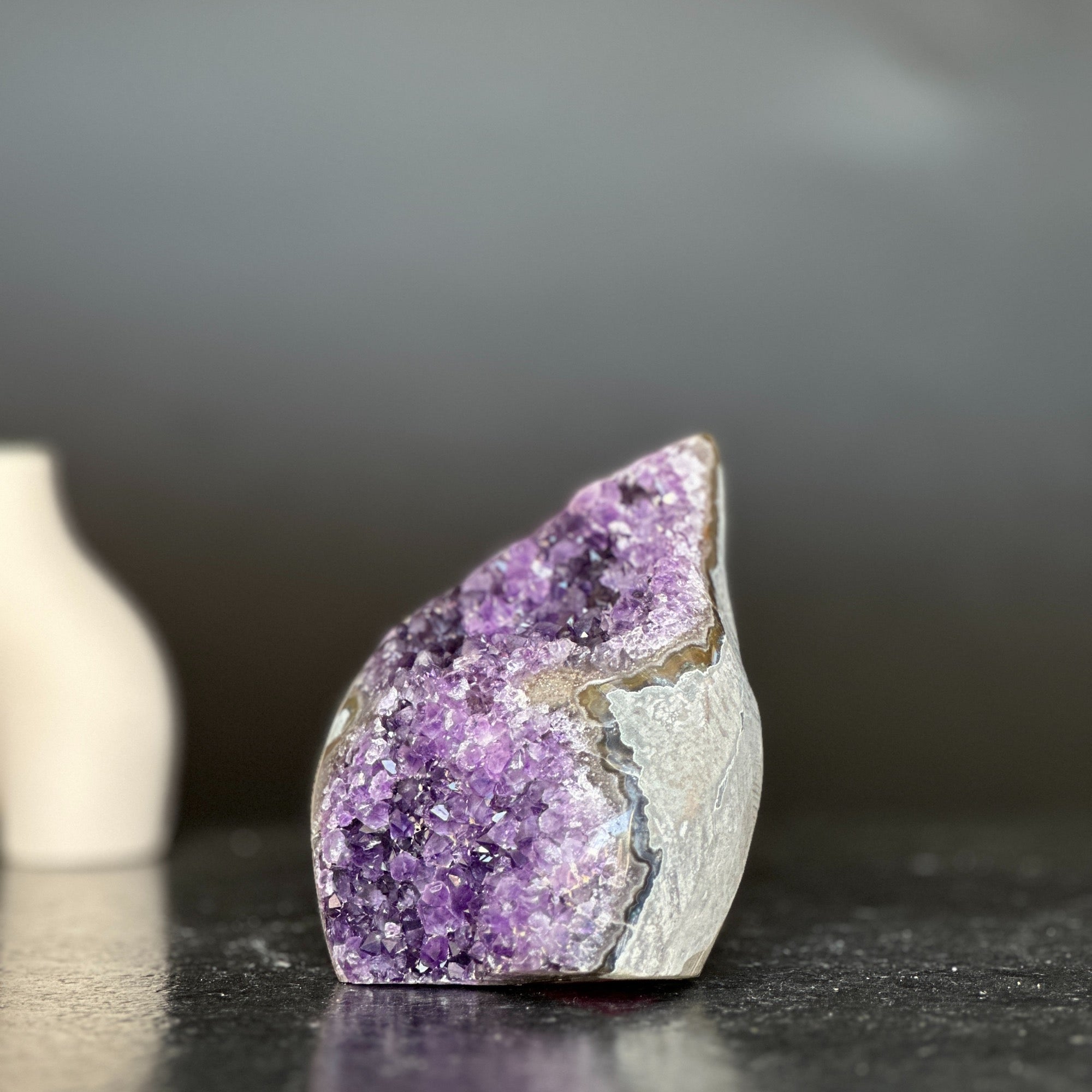 Decorating with crystals, amethyst flame