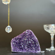 Vibrant deep purple Uruguayan amethyst geode crystal cluster, 4.5x4 inches, 1.8 lb.