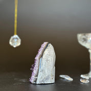 Deep purple Uruguayan amethyst geode crystal cluster, 4.5x4 inches, 1.8 lb.