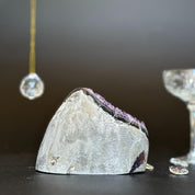 Deep purple Uruguayan amethyst geode crystal cluster, 4.5x4 inches, 1.8 lb.