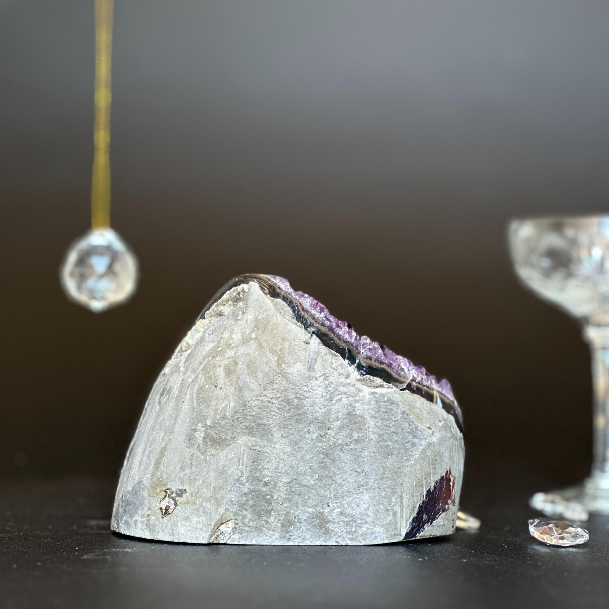 Deep purple Uruguayan amethyst geode crystal cluster, 4.5x4 inches, 1.8 lb.