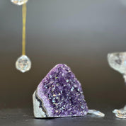 Vibrant deep purple Uruguayan amethyst geode crystal cluster, 4.5x4 inches, 1.8 lb.