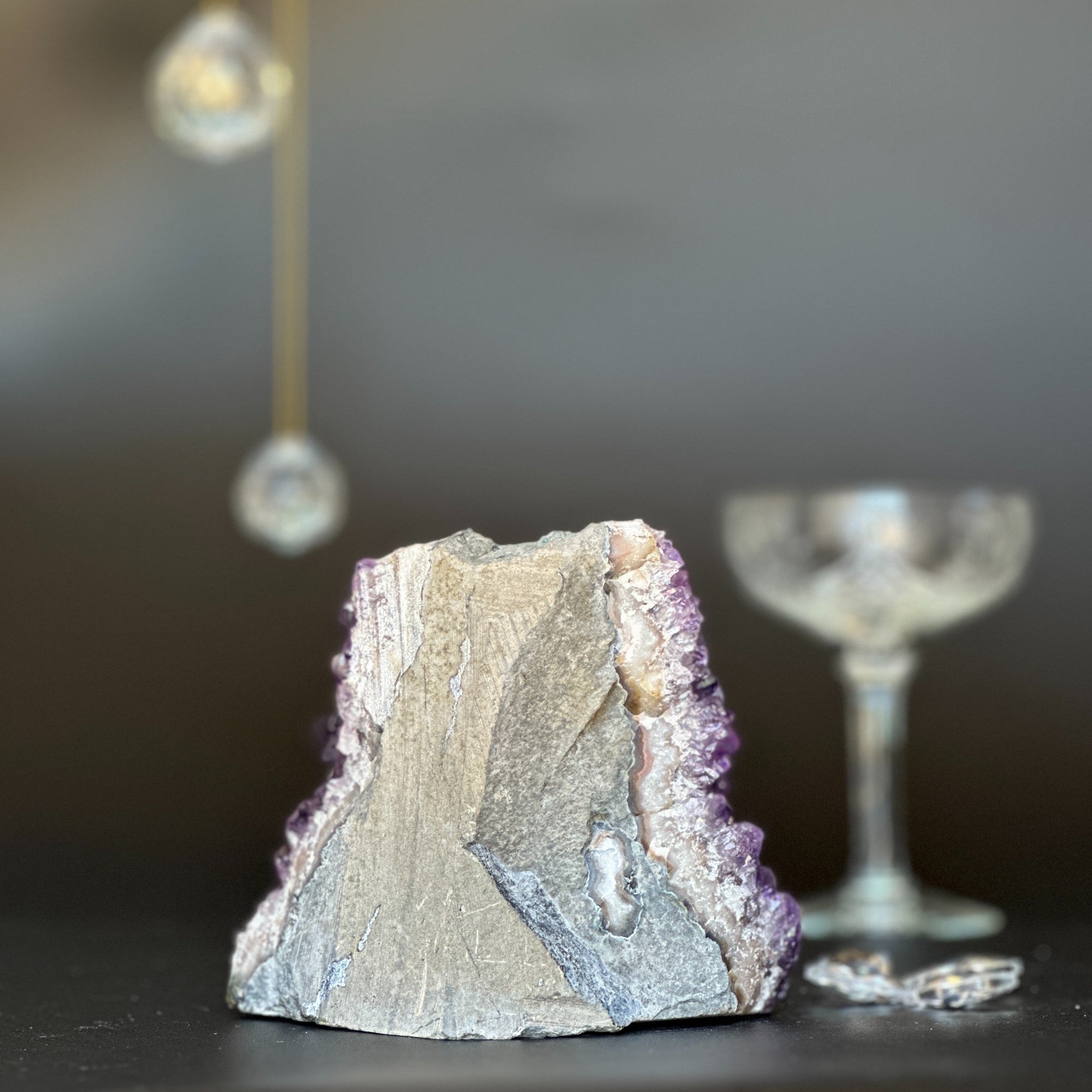 Amethyst geode cave with agate formations