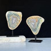 Cutest Crystal Gift, Jasper SET on Stand, Colorful Jasper Slice with metallic base, home decoration, mineral formations for collectors