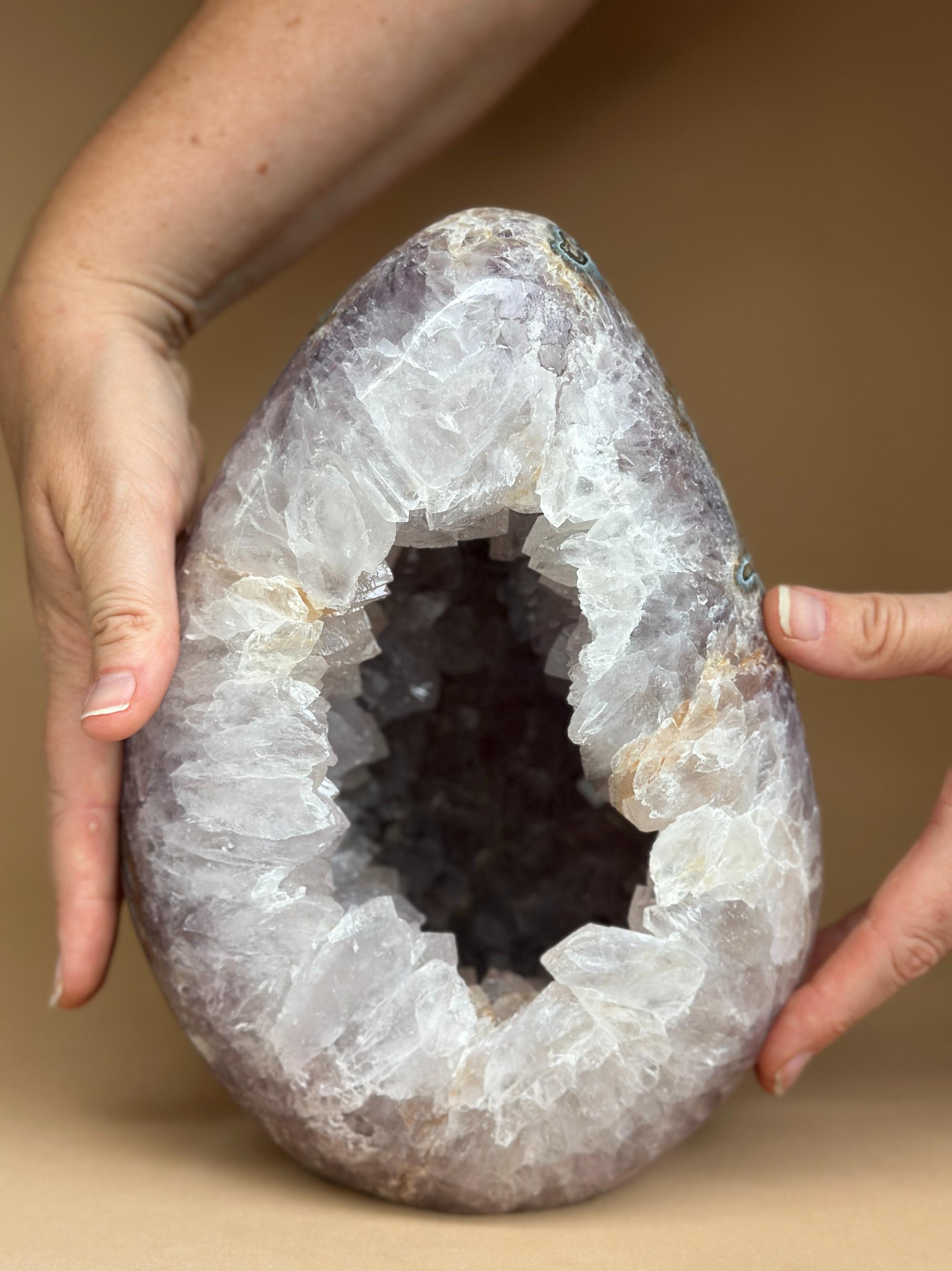 Crystal Geode, home decor with crystals eggs, quartz and agate find