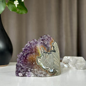 Deep purple Uruguayan amethyst geode cluster, 3x3 inch, with raw crystal points and natural rock base.