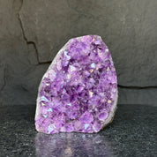 Deep purple amethyst cathedral geode with sparkling crystals, 6-inch tall, 2.9 lb.