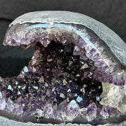 Flat Natural Amethyst Geode Centerpiece With Agate Layers