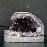 Flat Natural Amethyst Geode Centerpiece With Agate Layers