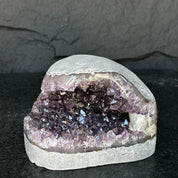 Flat Natural Amethyst Geode Centerpiece With Agate Layers