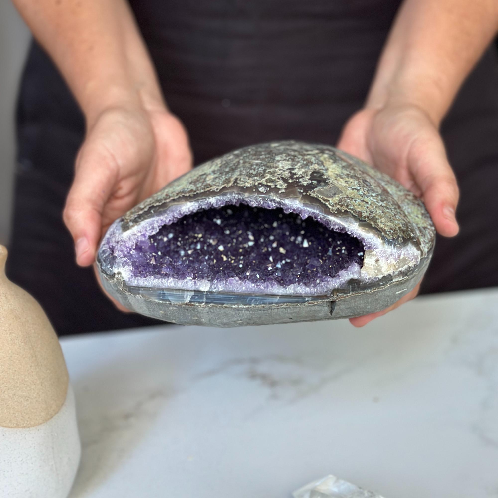 Natural Amethyst and Agate Stone Geode, AA Amethyst Geode, Uruguayan Amethyst Cave