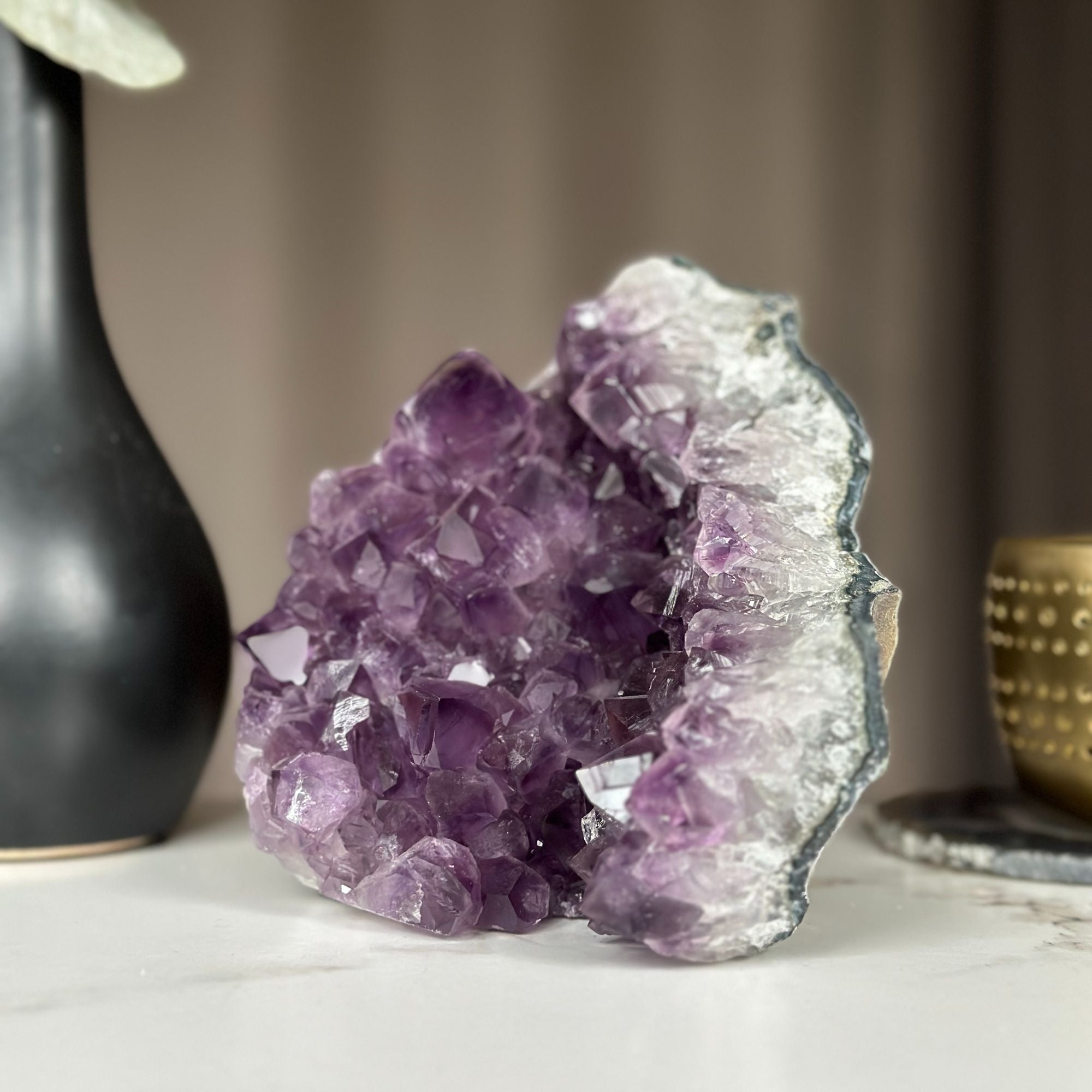 Huge Amethyst Geode Cave, 5 inches Amethyst Self Standing Cluster