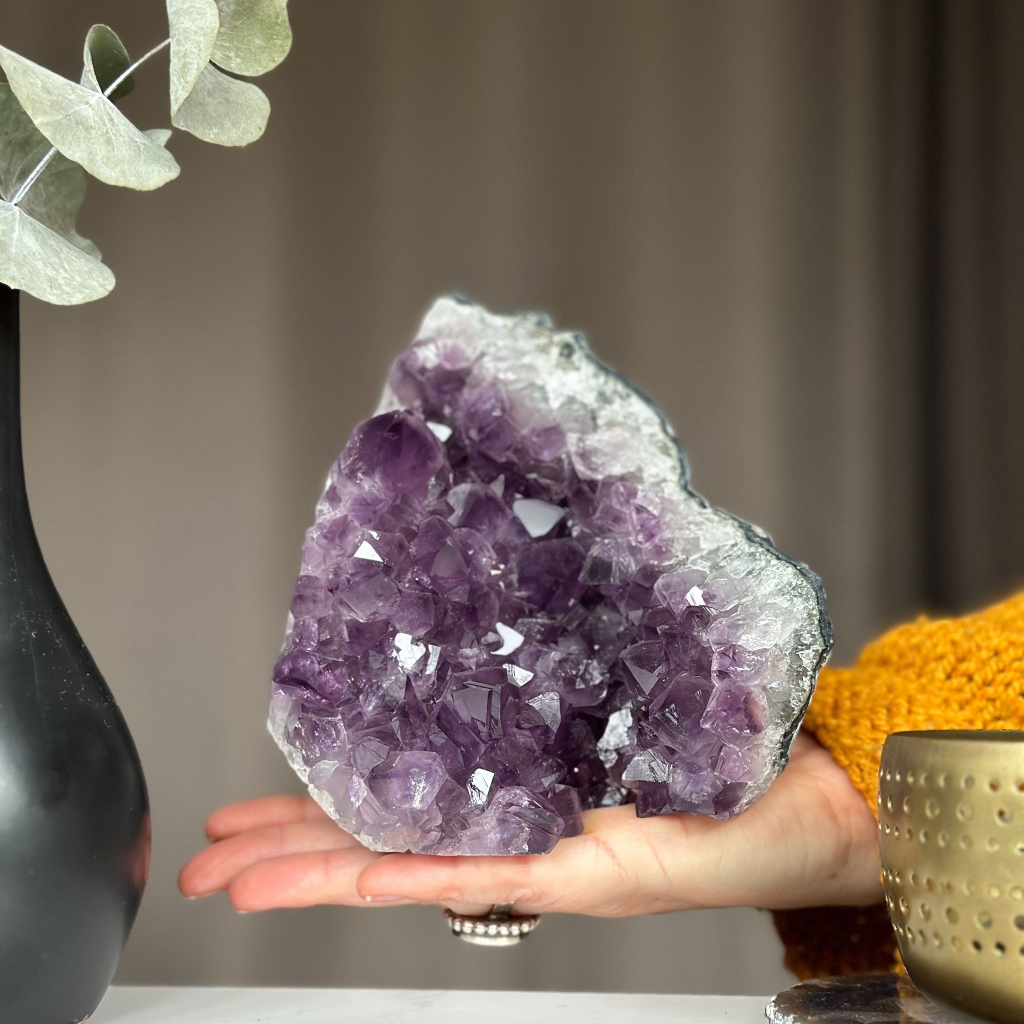 Huge Amethyst Geode Cave, 5 inches Amethyst Self Standing Cluster