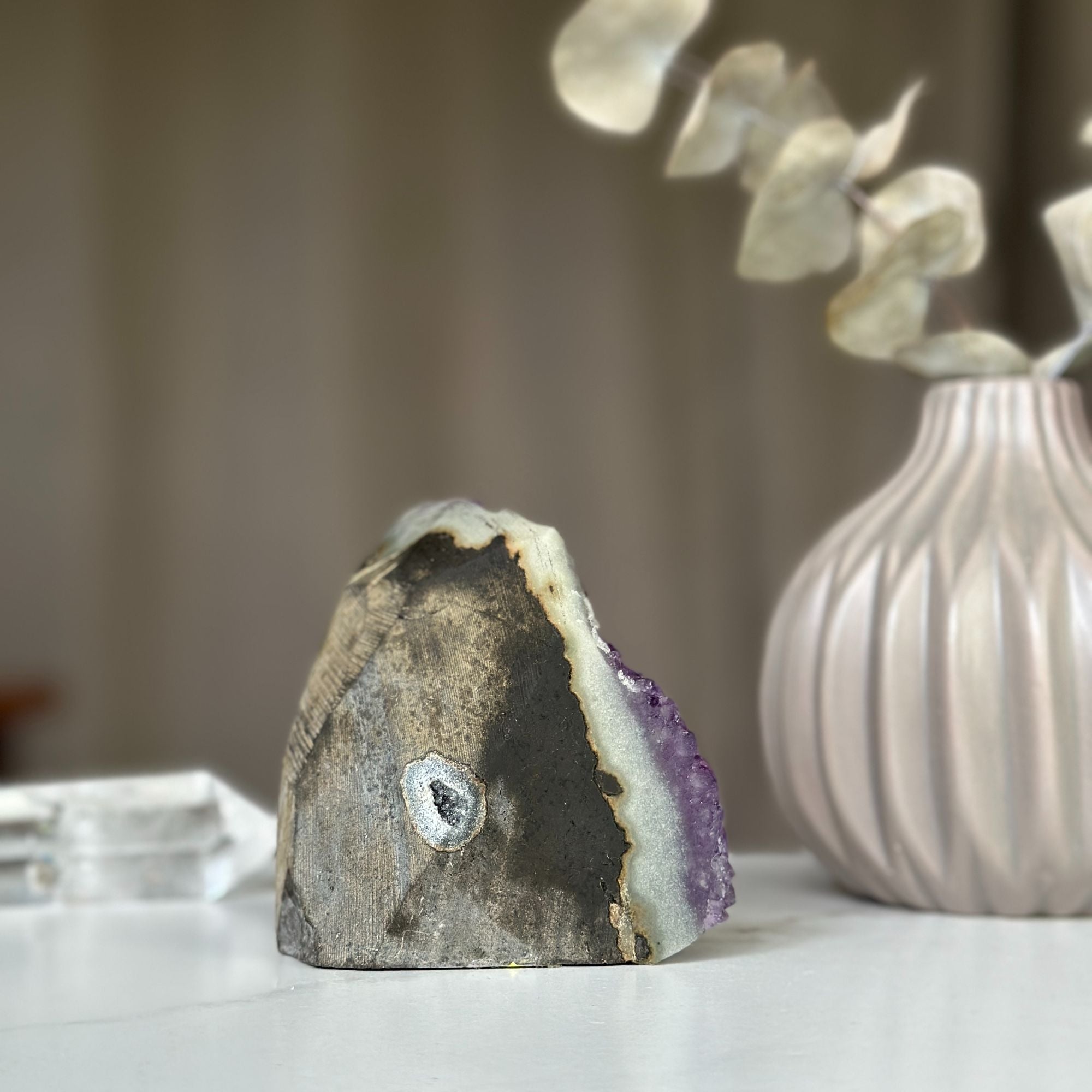 Self Standing Amethyst Geode, raw crystal cluster, affordable gift