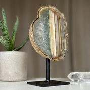 Rare Unique Jasper and Agate Crystal on Metal Stand, Elevate your home decor
