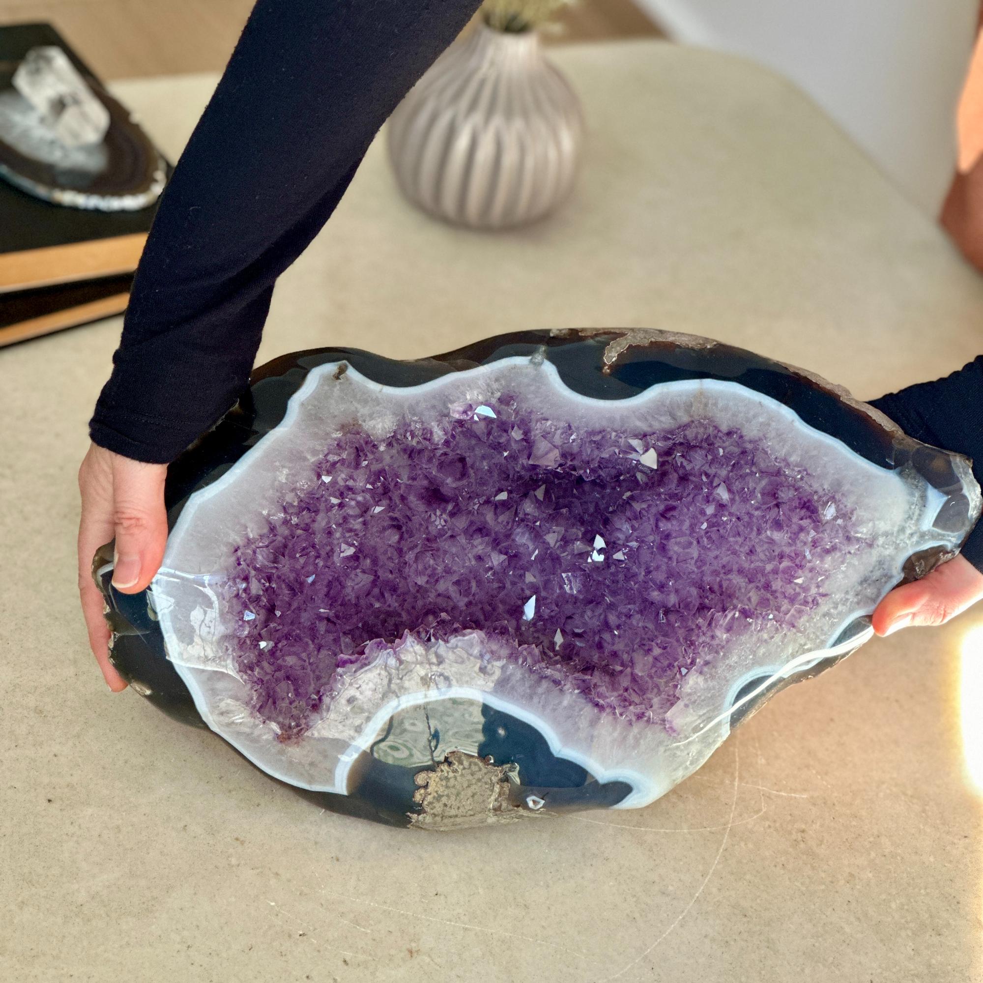 Outstanding Amethyst Geode Cave, Large decor piece, Purple crystal for coffee table