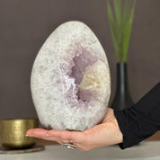 Natural Amethyst Egg Shaped Crystal Cluster, extra Large Amazing AAA Quality Geode Cave for collectors, Self standing Piece