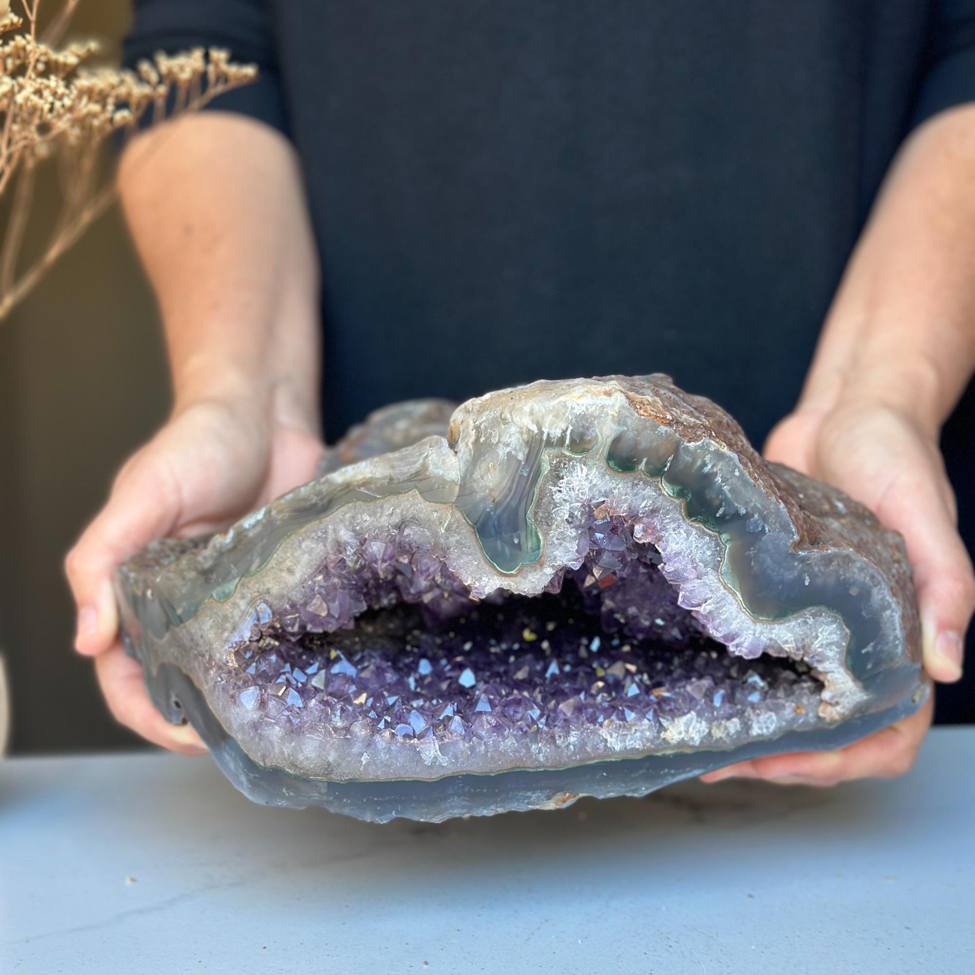Extra large geode cave, 12 Lb Natural Amethyst crystal, Home Decor Crystal Geode Cave, Tabletop Centerpiece