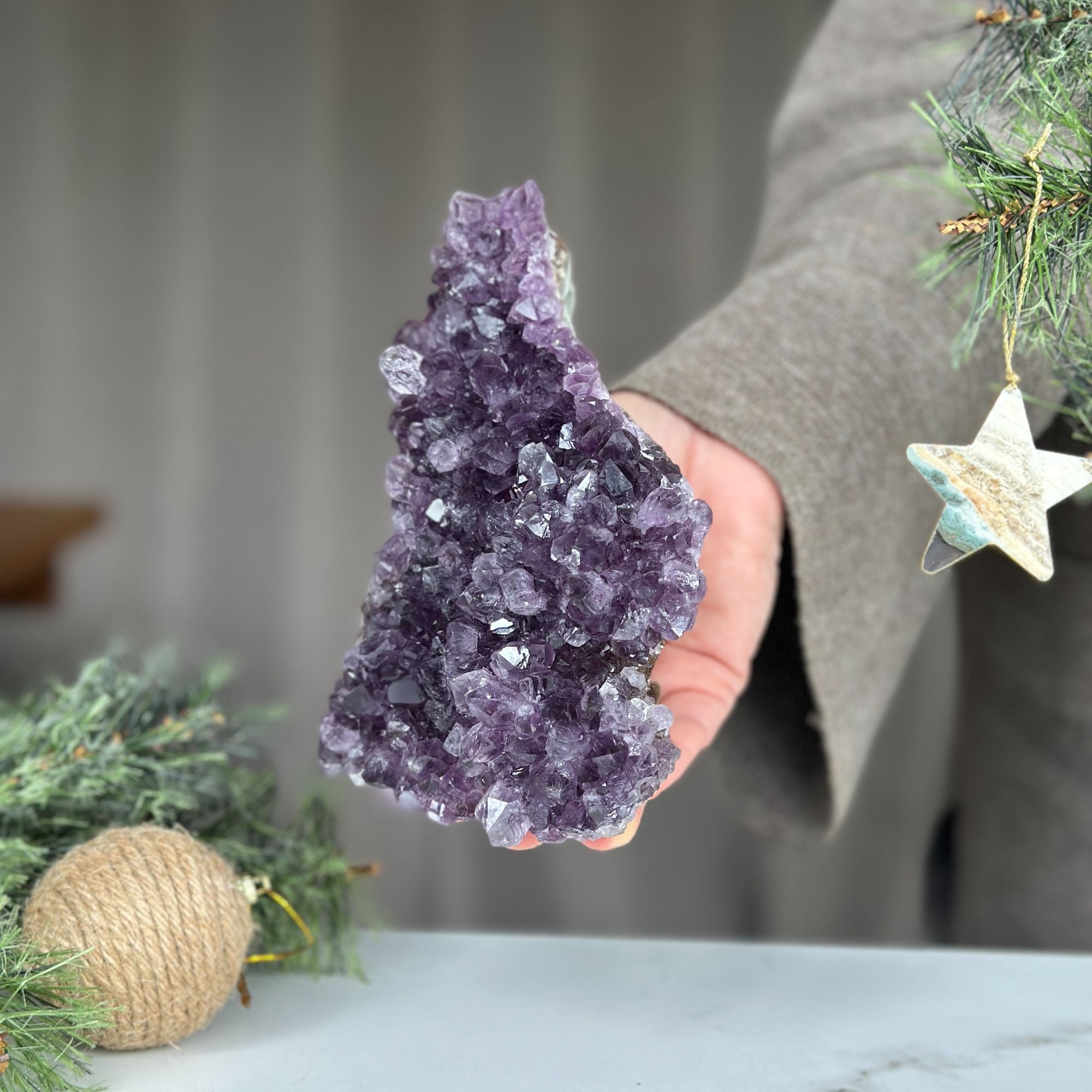 Extra Large Amethyst, Crystal Cluster With Cut Base, 6 to 7 inches amethyst