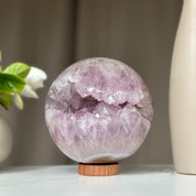 Giant Amethyst Sphere, Open Crystal Ball with agate