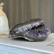 Amethyst cave geode crystal with agate layers