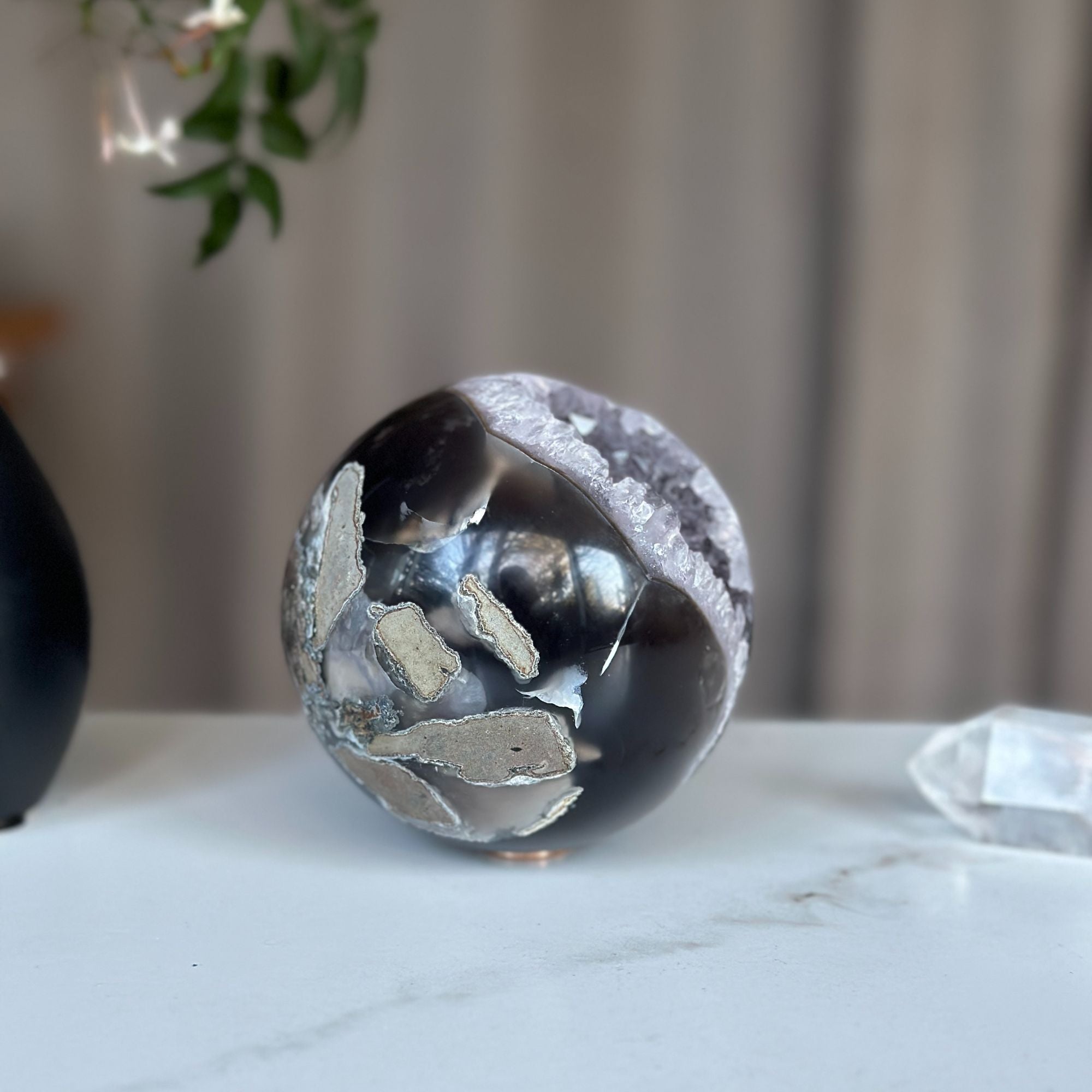 Amethyst sphere large, Housewarming gift, Crystal ball home gift, crystal sphere