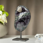 Incredible Amethyst Crystal with Display Stand, Large Druzy piece with stalactite eyes formations