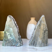 Set of 2 Amethyst geodes, Deep Purple Uruguayan Amethyst with large crystals, polished amethyst crystal stones