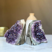 Stunning Amethyst Clusters with Sugar Calcite Formation, 2 pieces 4 Lbs