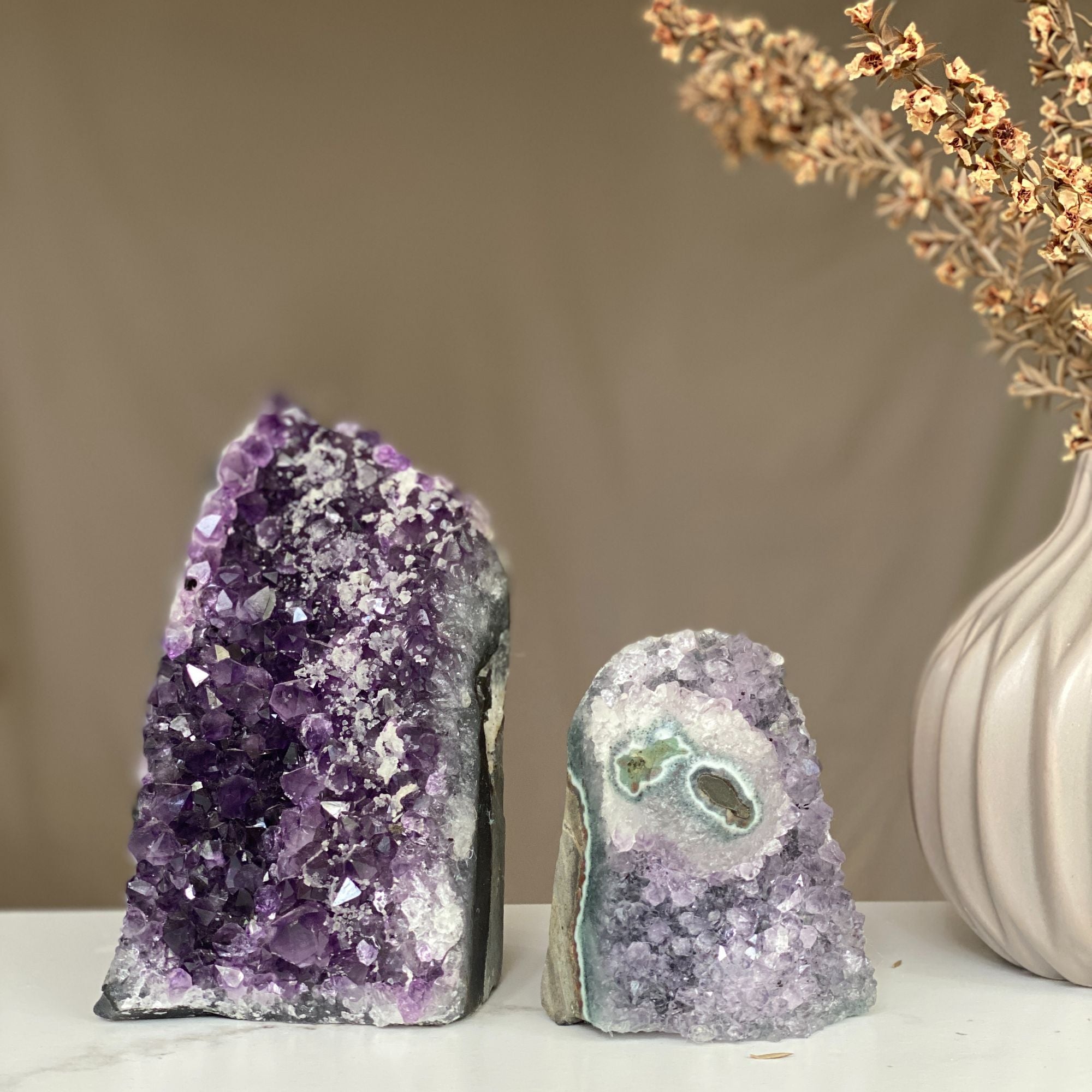 Stunning Amethyst Clusters with Agate Formation, 2 pieces 3 Lbs