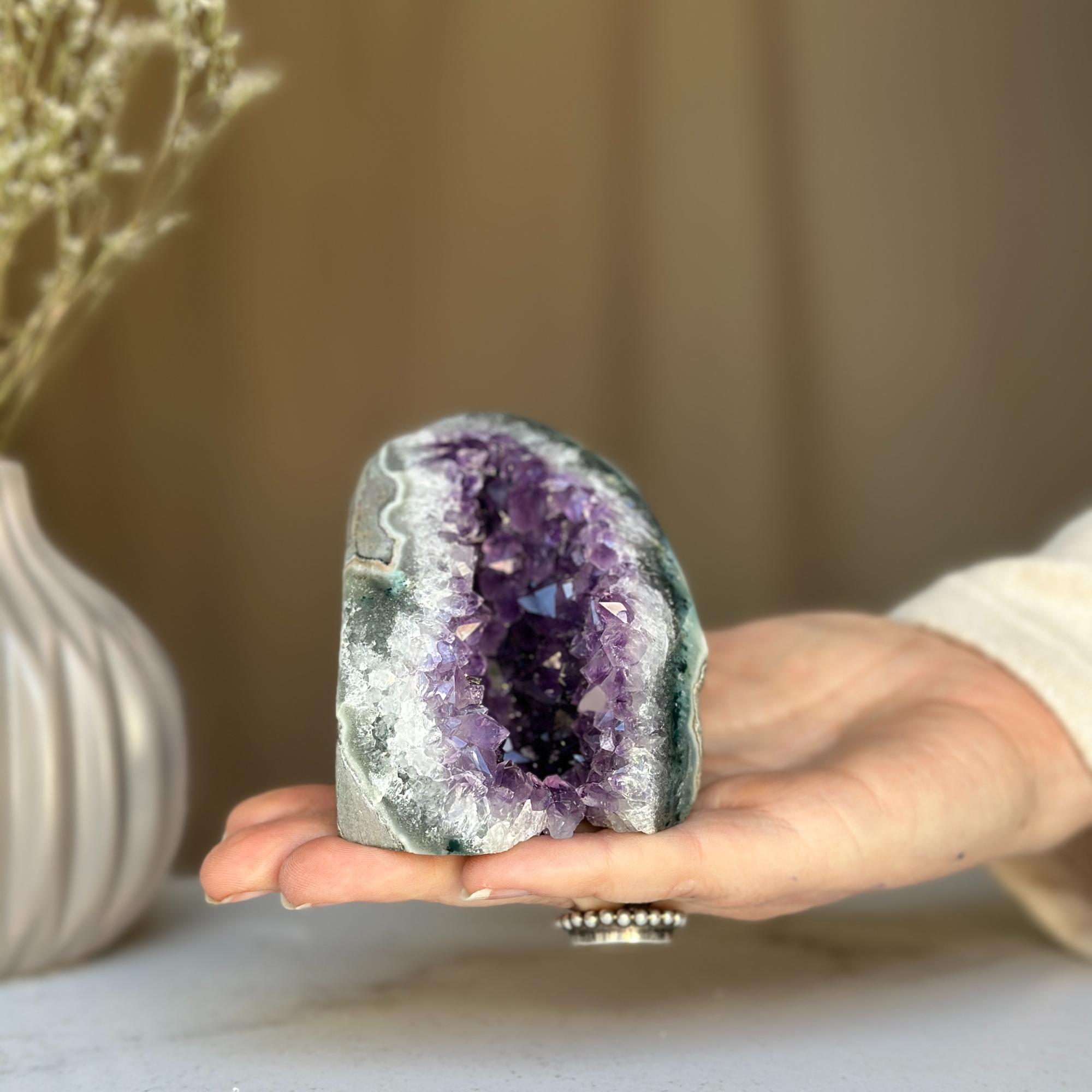 Large crystals Amethyst geode, Unique crystal cluster with FREE GIFT BOX