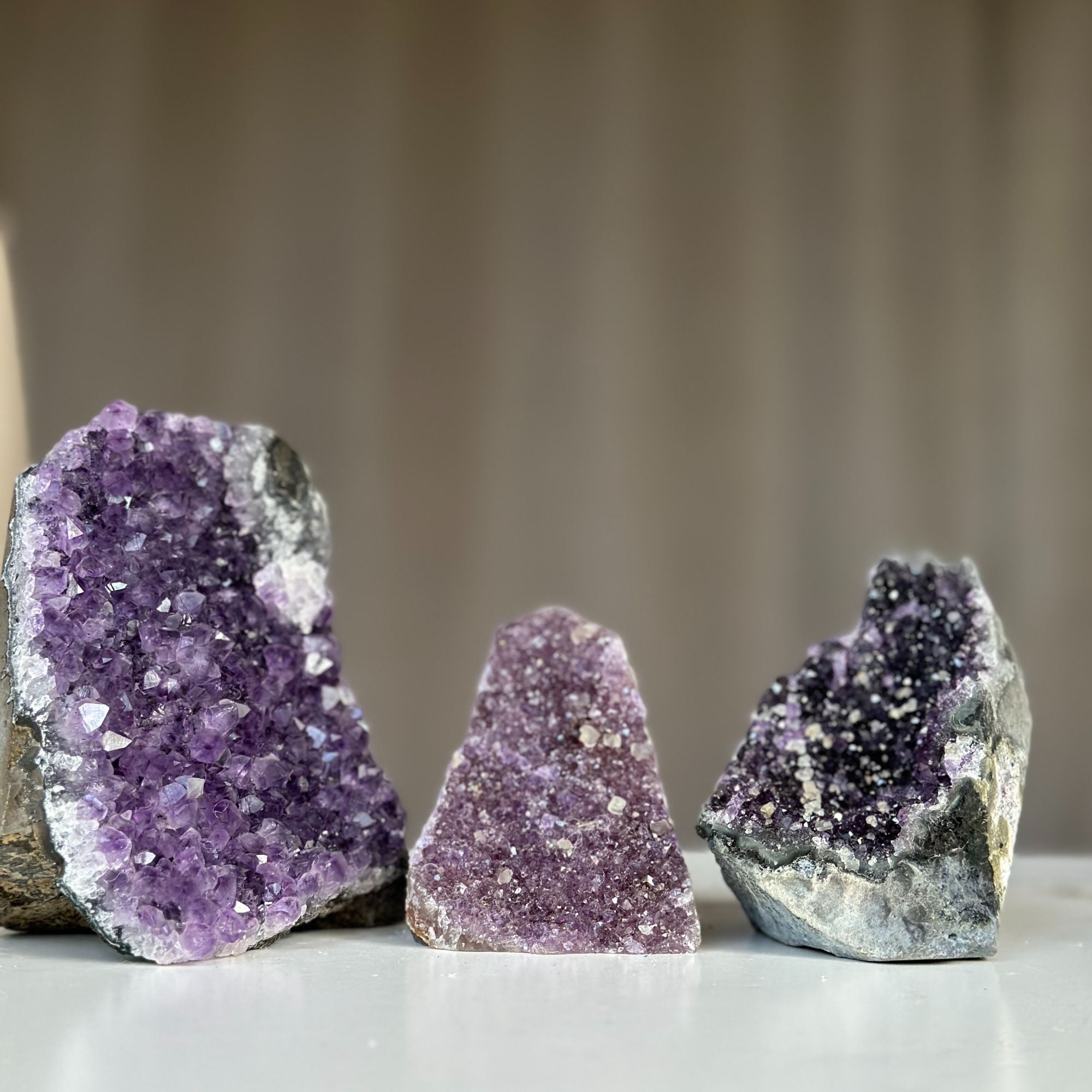 Medium Amethyst Cut Base Clusters, 3 pieces 3 Lbs approx