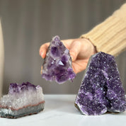 Amethyst geodes on sale, Druzes Crystals with Cut Base, 3 pieces 3 Lbs
