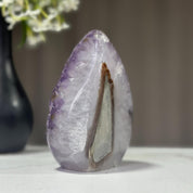 Amethyst and agate flame, Wedding gift unique, Amethyst flame carving