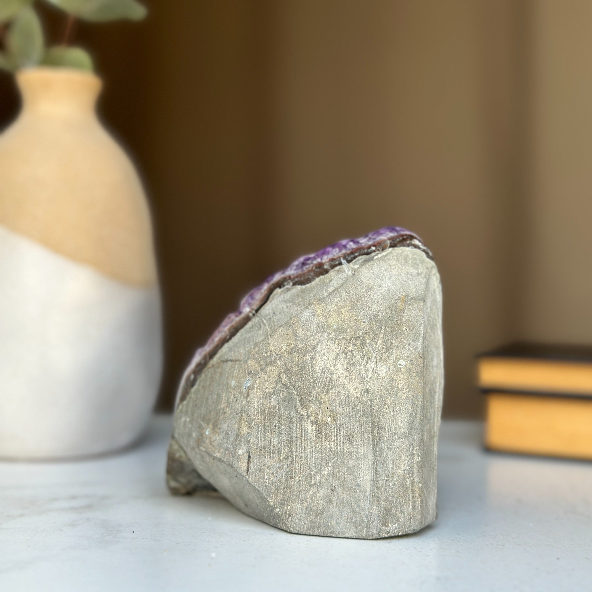 Deep Purple Amethyst cathedral geode, Unique raw crystal cluster, self stand