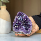 Deep Purple Amethyst cathedral geode, Unique raw crystal cluster, self stand