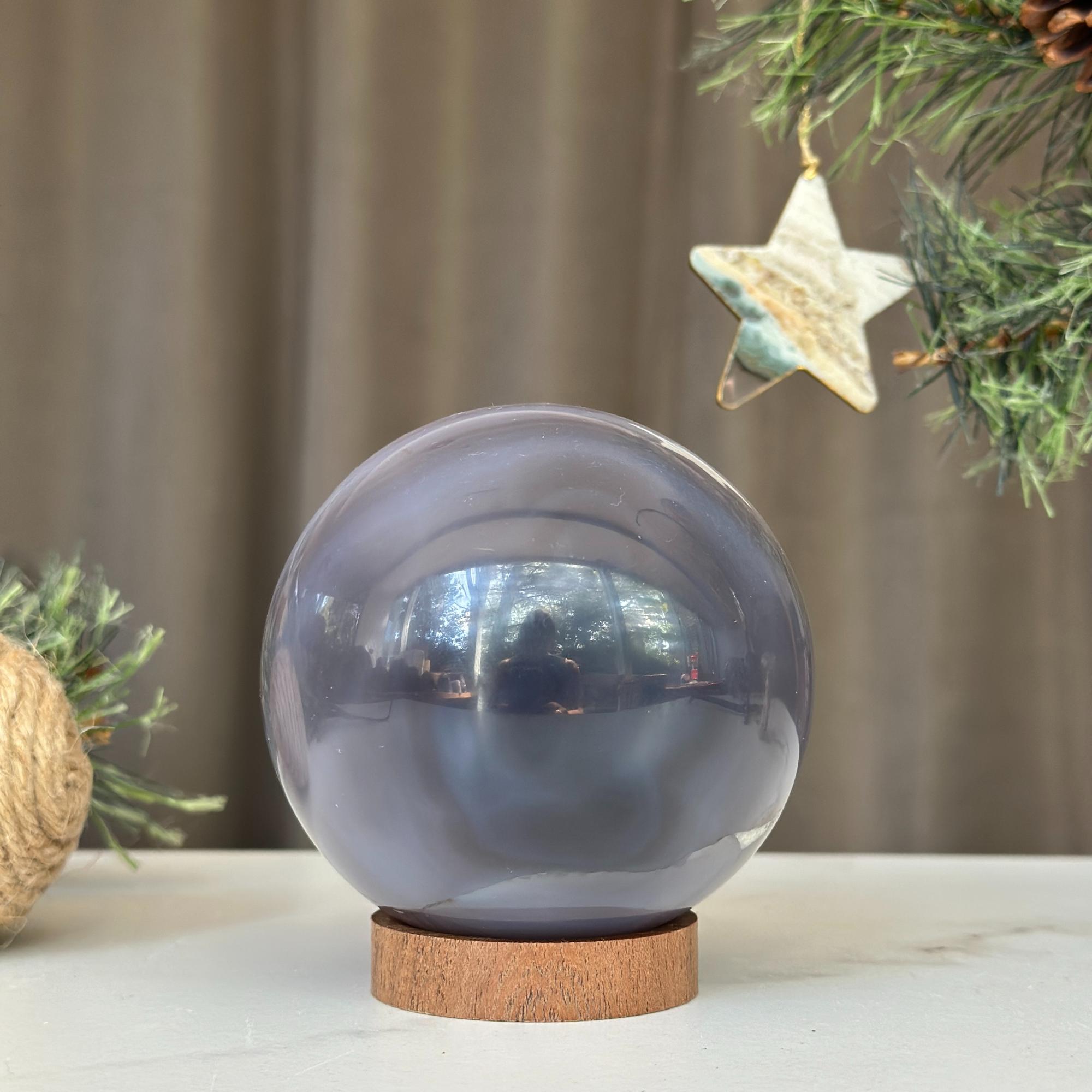 Large Agate sphere, Top quality crystal ball, 3 in diameter Uruguayan amethyst sphere