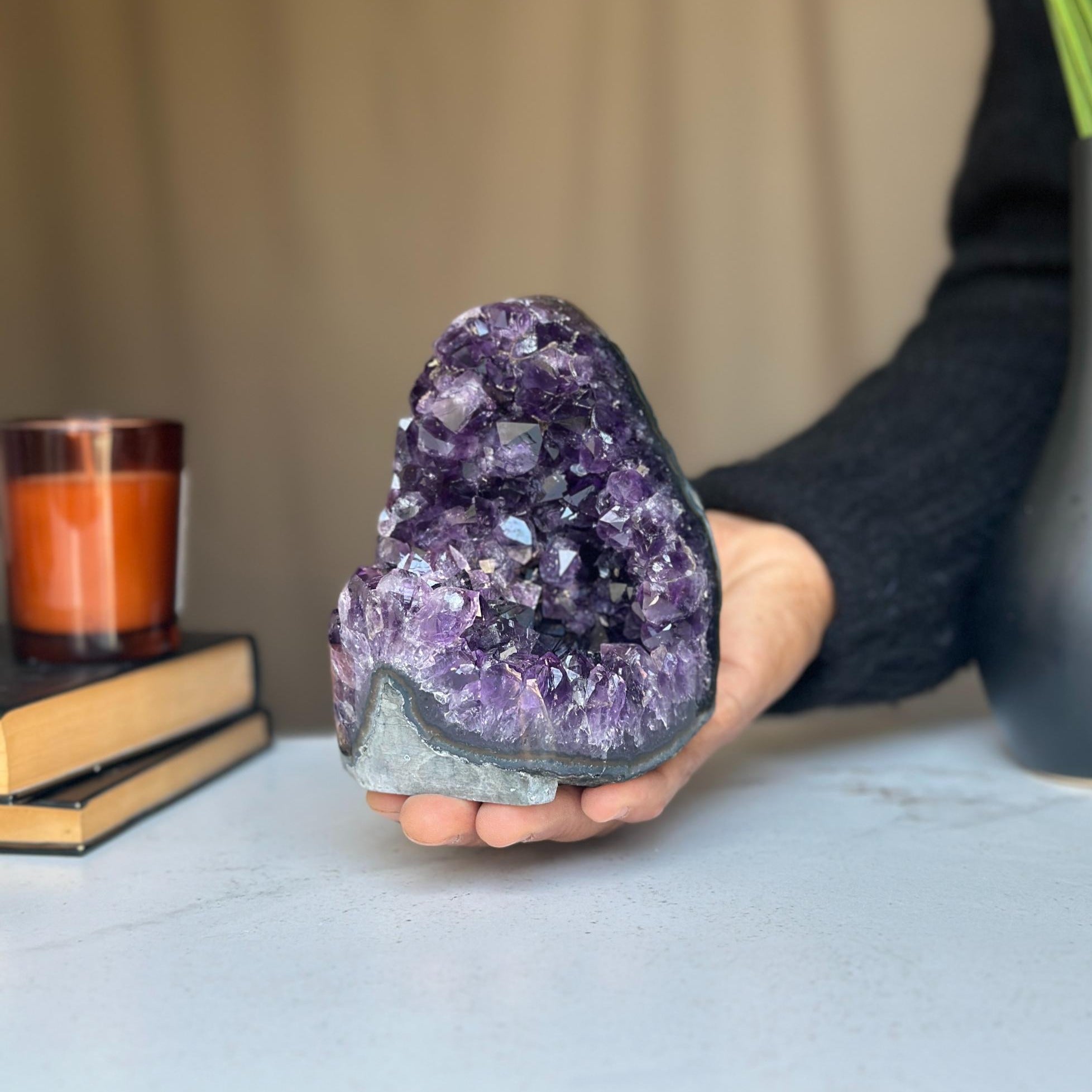Large Amethyst Crystal Stone, Deep Purple Uruguayan Amethyst Geode , Anniversary Gift for Collectors