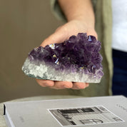 Flat Amethyst raw purple crystal cluster